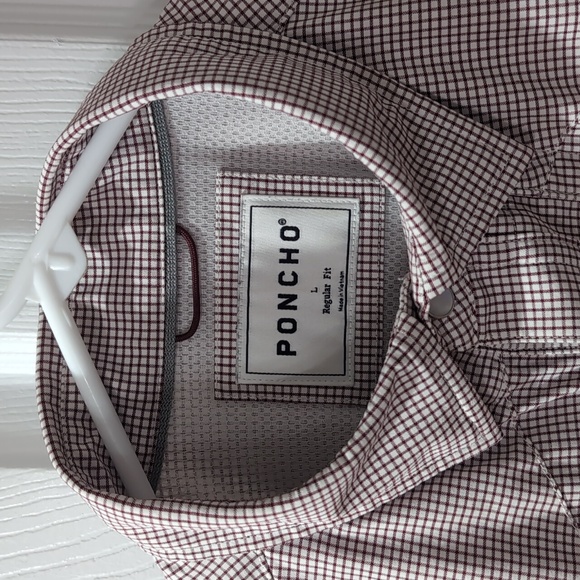 Poncho Large Regular Crimson/White Check - Picture 2 of 4